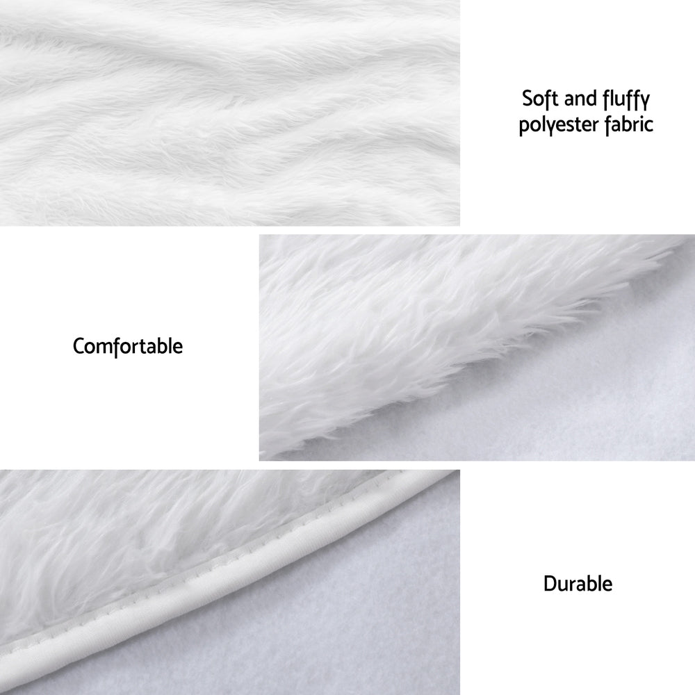 Christmas Tree Skirt 120cm | Plush Fluffy White Xmas Base Decoration