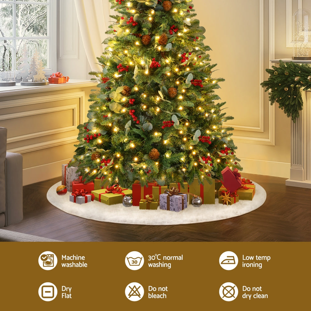 Christmas Tree Skirt 90cm | Plush Fluffy White Xmas Base Decoration