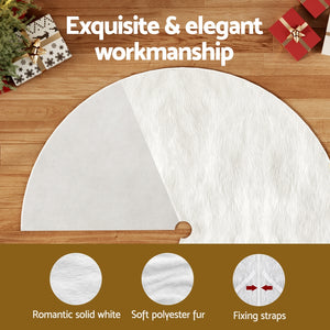 Christmas Tree Skirt 90cm | Plush Fluffy White Xmas Base Decoration