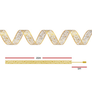 Christmas Ribbon Lights 20m | 200 LED Fairy String | Gold Xmas Decoration