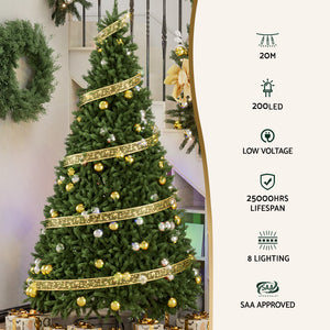 Christmas Ribbon Lights 20m | 200 LED Fairy String | Gold Xmas Decoration