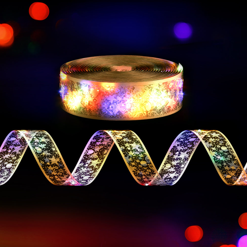 Christmas Ribbon Lights 20m | 200 LED Fairy String | Gold Xmas Decoration