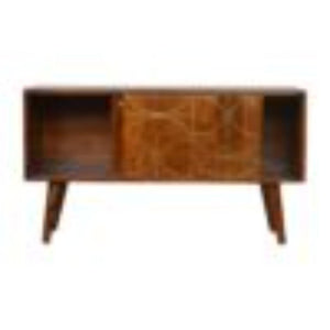 Abstract Inlay Sideboard | Solid Mango Wood | Chestnut Finish | Statement Storage Cabinet
