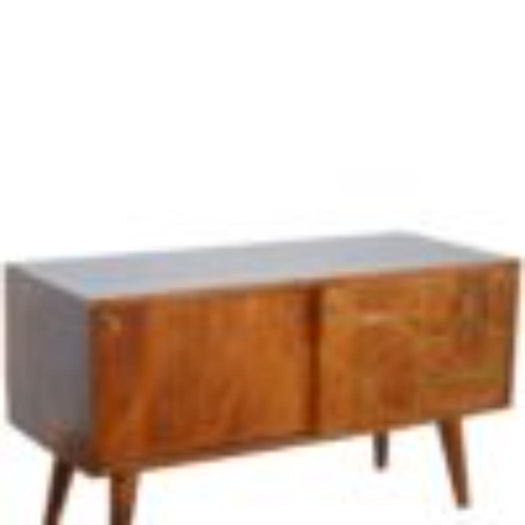 Abstract Inlay Sideboard | Solid Mango Wood | Chestnut Finish | Statement Storage Cabinet
