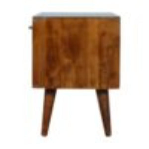 Abstract Inlay Sideboard | Solid Mango Wood | Chestnut Finish | Statement Storage Cabinet