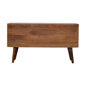 Abstract Inlay Sideboard | Solid Mango Wood | Chestnut Finish | Statement Storage Cabinet