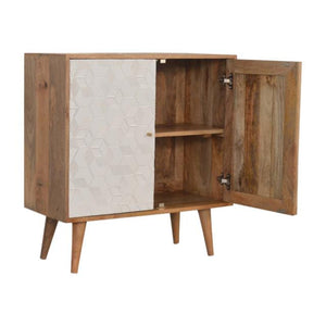 Acadia Teal & White Cabinet | Solid Mango Wood | Oak Finish | 2 Door Storage