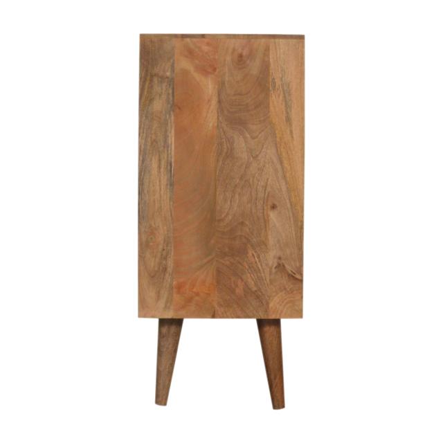 Acadia Teal & White Cabinet | Solid Mango Wood | Oak Finish | 2 Door Storage