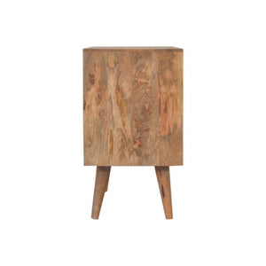 Acadia White Sideboard | Solid Mango Wood | Oak Finish | 1 Carved Door & 3 Drawers