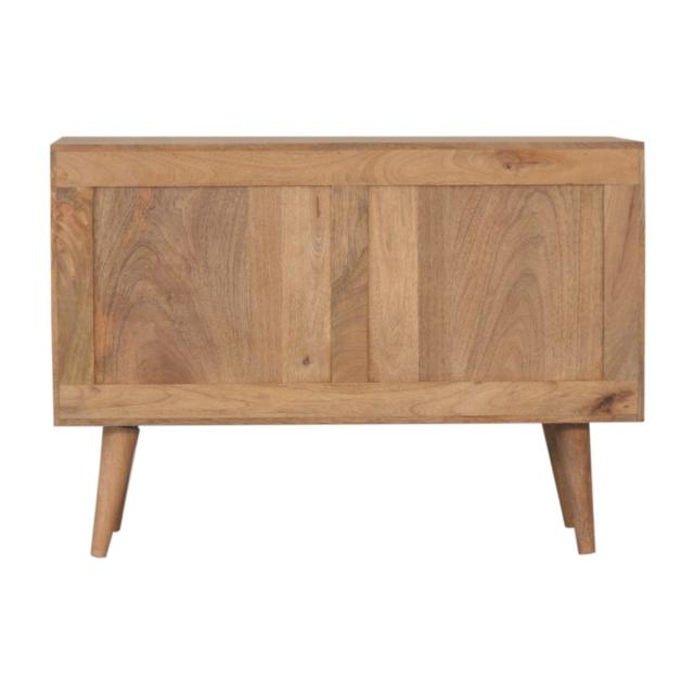 Acadia White Sideboard | Solid Mango Wood | Oak Finish | 1 Carved Door & 3 Drawers