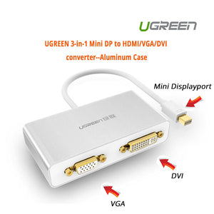 3-in-1 Mini DisplayPort to HDMI & VGA & DVI Converter | White (10438)