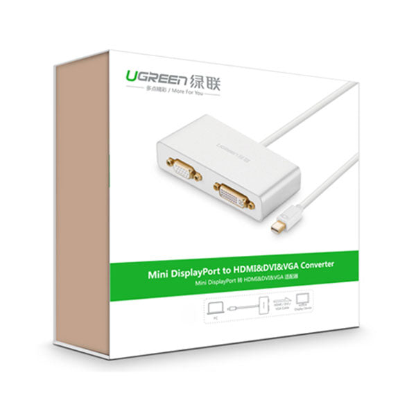 3-in-1 Mini DisplayPort to HDMI & VGA & DVI Converter | White (10438)