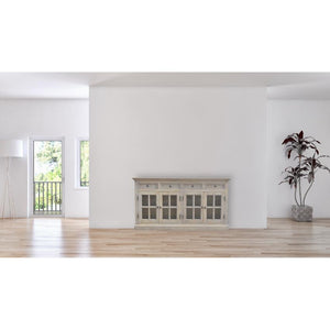 Acid-Washed Mango Wood Sideboard | 4 Glazed Doors | 4 Drawers