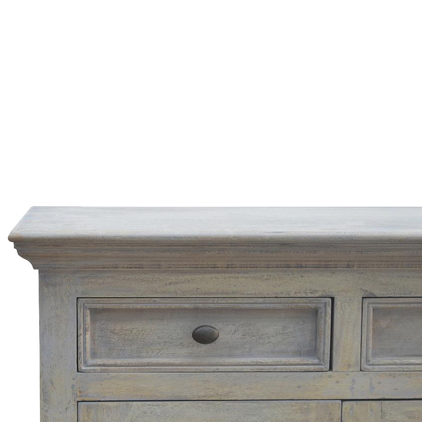 Acid-Washed Mango Wood Sideboard | 4 Glazed Doors | 4 Drawers