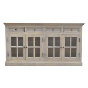 Acid-Washed Mango Wood Sideboard | 4 Glazed Doors | 4 Drawers