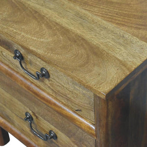 Alden Two Drawer Bedside Table | Solid Mango Wood | Amber Oak Finish