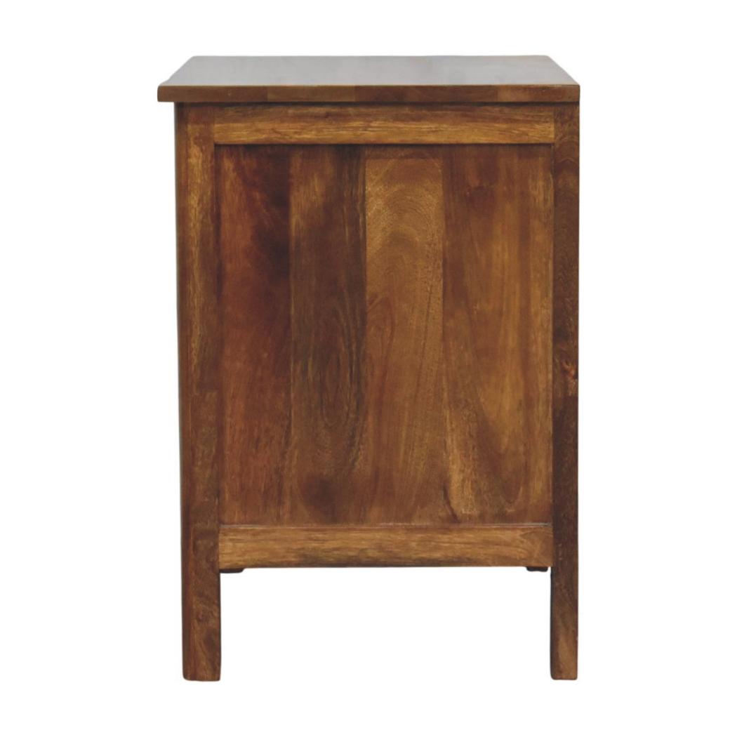 Alden Two Drawer Bedside Table | Solid Mango Wood | Amber Oak Finish