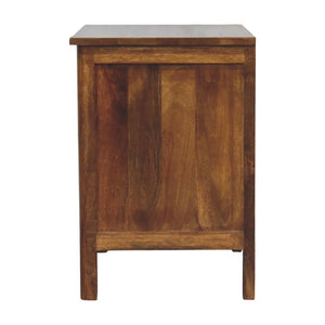Alden Two Drawer Bedside Table | Solid Mango Wood | Amber Oak Finish