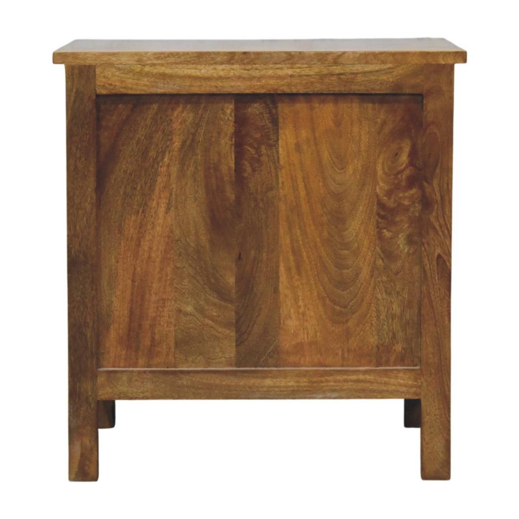 Alden Two Drawer Bedside Table | Solid Mango Wood | Amber Oak Finish