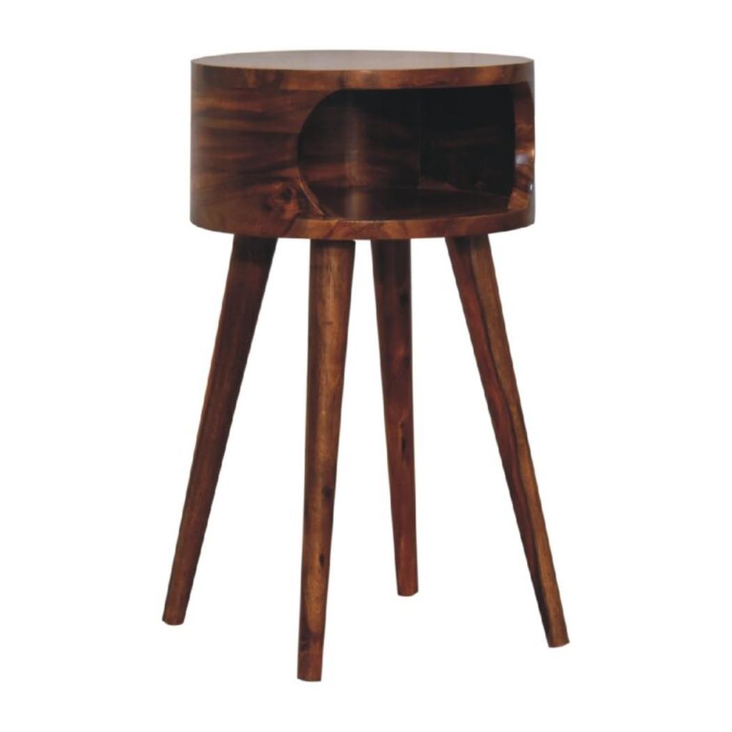 Alina Open Honey Bedside | Solid Mango Wood | Open Storage Design