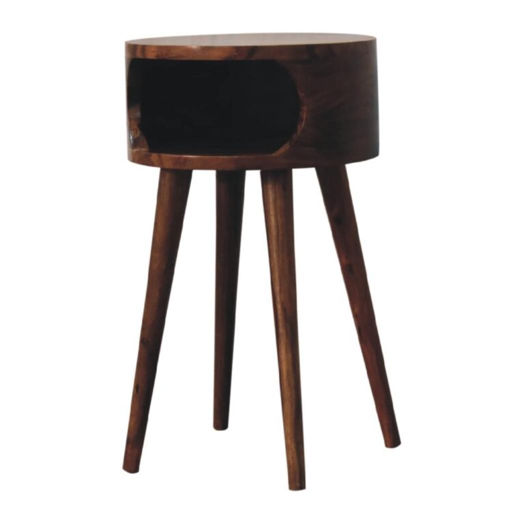 Alina Open Honey Bedside | Solid Mango Wood | Open Storage Design