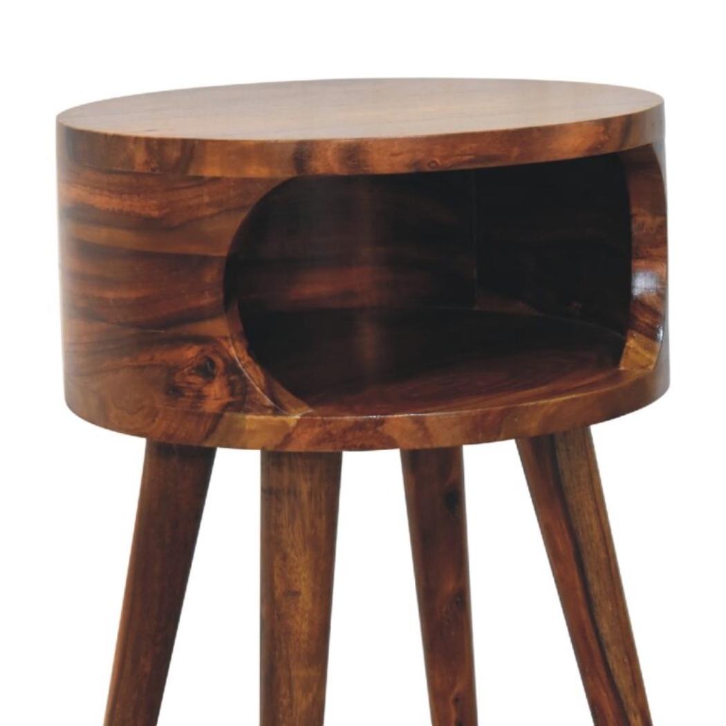 Alina Open Honey Bedside | Solid Mango Wood | Open Storage Design