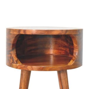 Alina Open Honey Bedside | Solid Mango Wood | Open Storage Design