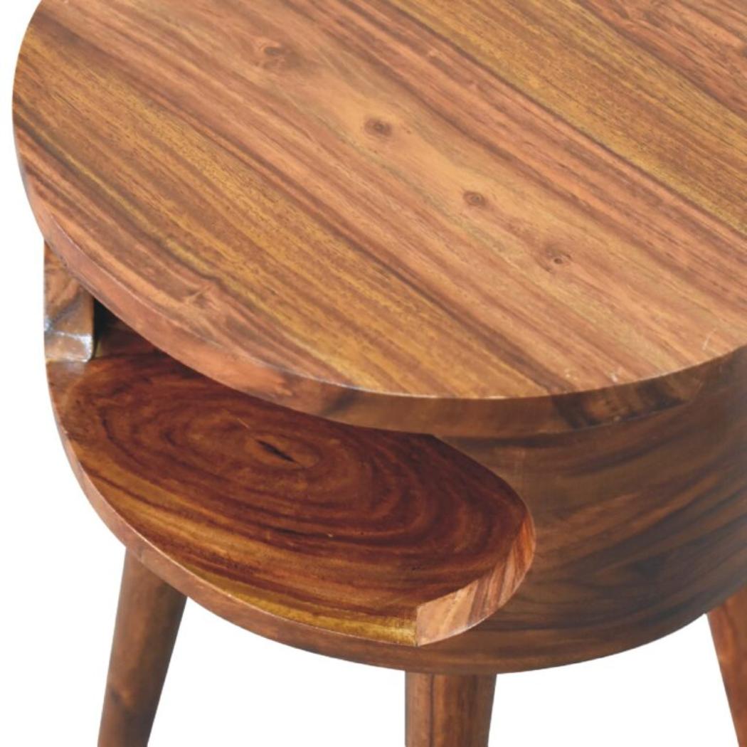 Alina Open Honey Bedside | Solid Mango Wood | Open Storage Design