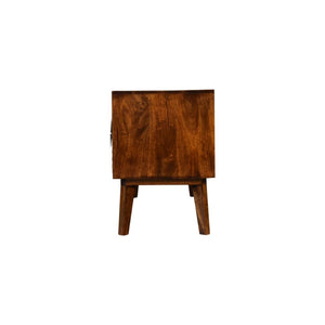 Alma Brass Inlay Media Unit | Solid Mango Wood | Chestnut Finish | 2 Open Shelves