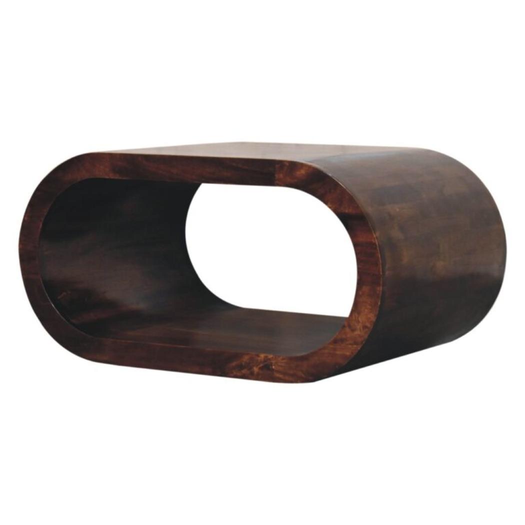 Amaya Coffee Table | Solid Mango Wood | California Walnut Finish | Modern Oval Coffee Table