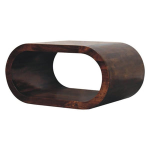 Amaya Coffee Table | Solid Mango Wood | California Walnut Finish | Modern Oval Coffee Table