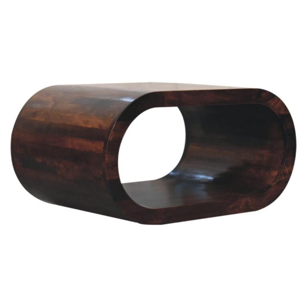 Amaya Coffee Table | Solid Mango Wood | California Walnut Finish | Modern Oval Coffee Table