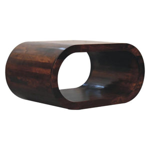 Amaya Coffee Table | Solid Mango Wood | California Walnut Finish | Modern Oval Coffee Table