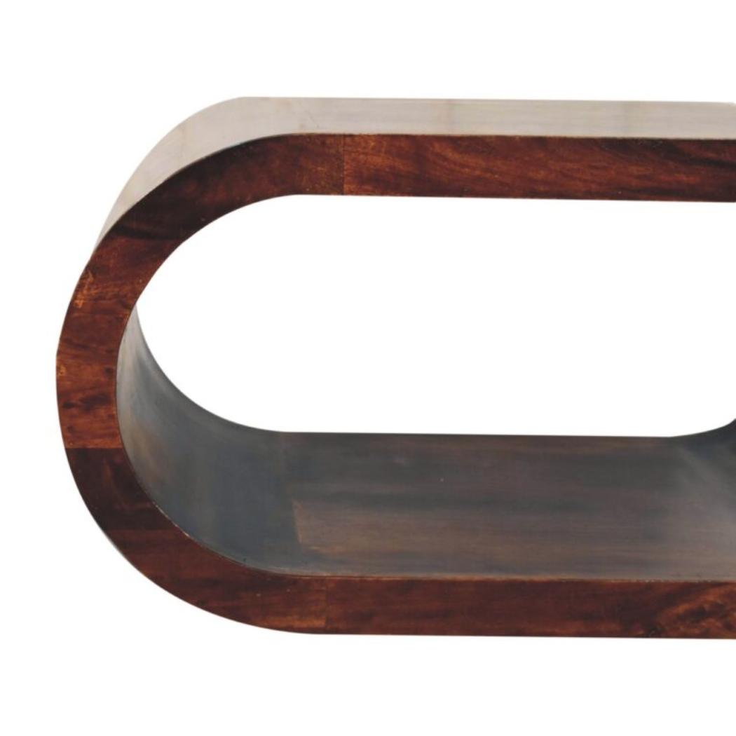 Amaya Coffee Table | Solid Mango Wood | California Walnut Finish | Modern Oval Coffee Table