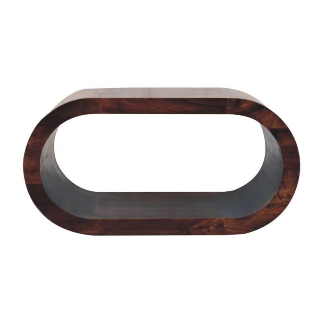 Amaya Coffee Table | Solid Mango Wood | California Walnut Finish | Modern Oval Coffee Table