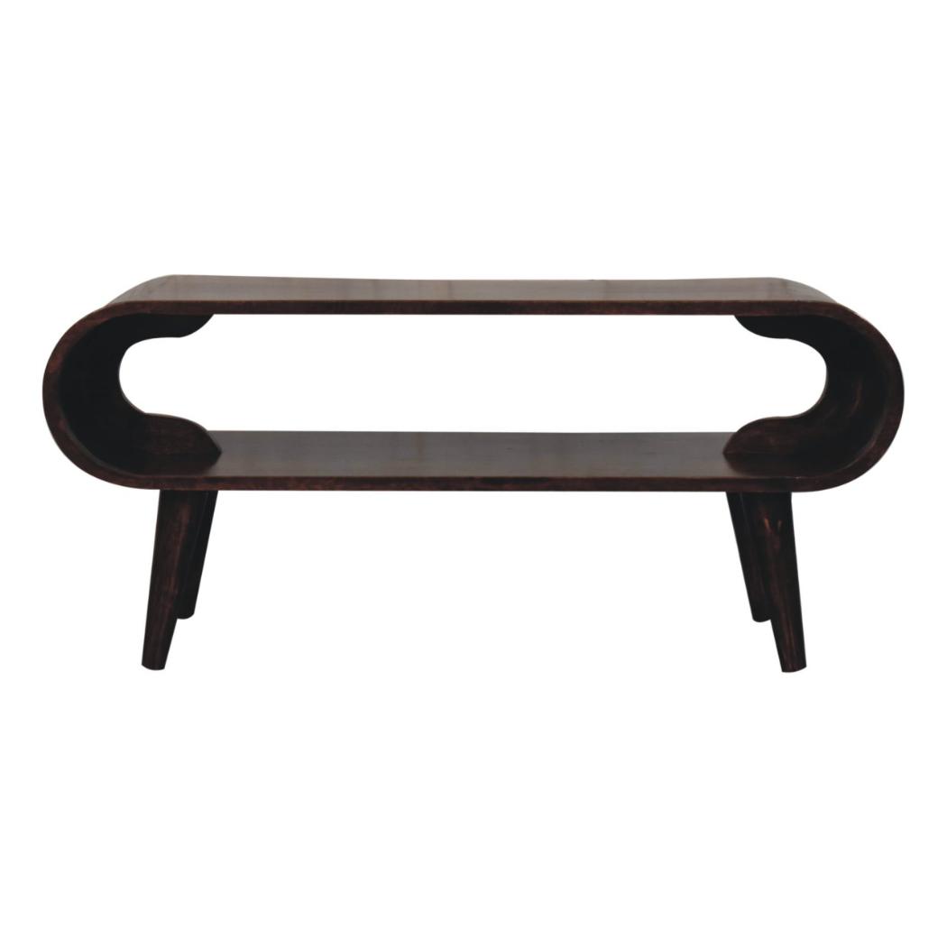 Amaya Coffee Table | Solid Mango Wood | California Walnut Finish | Open Shelf Coffee Table
