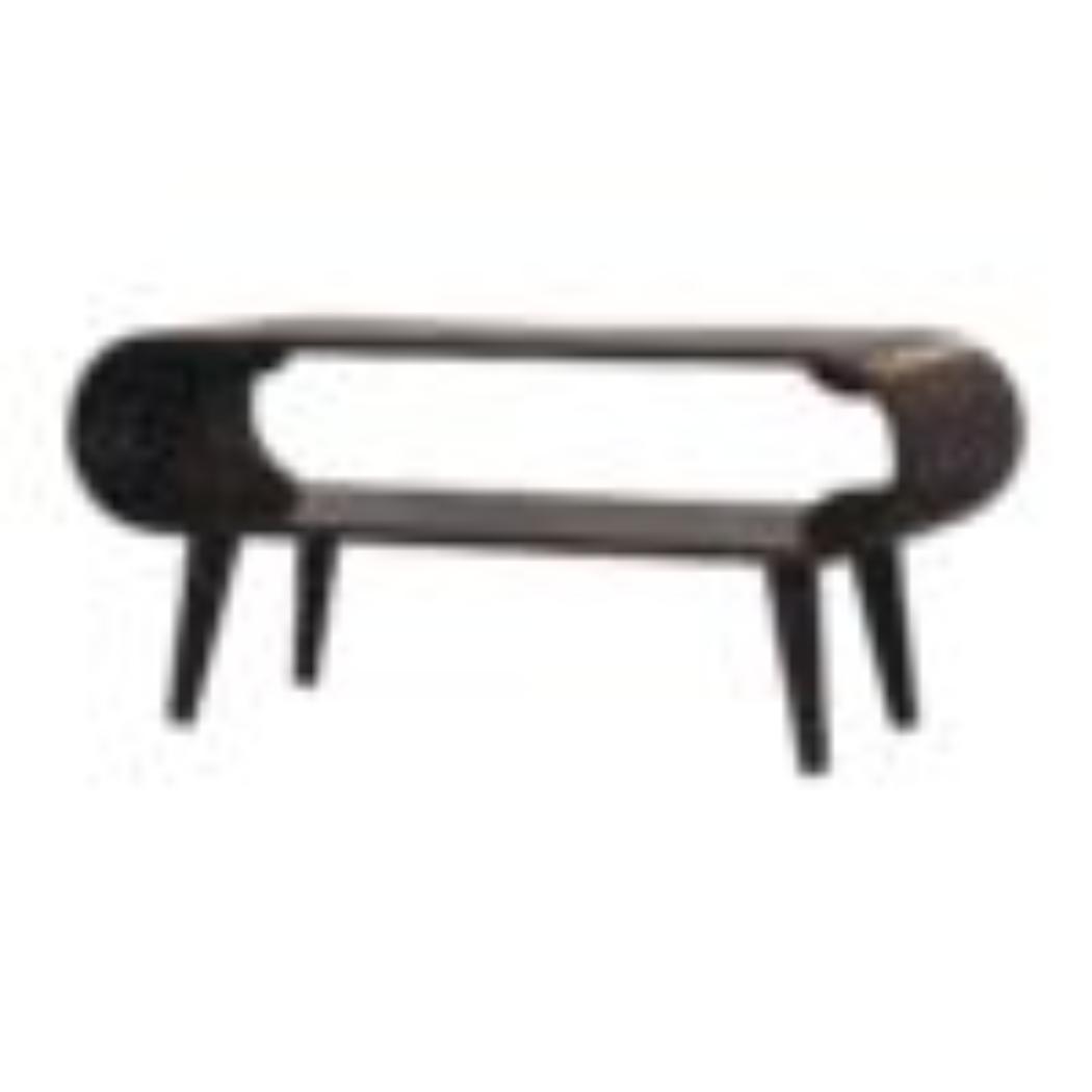 Amaya Coffee Table | Solid Mango Wood | California Walnut Finish | Open Shelf Coffee Table