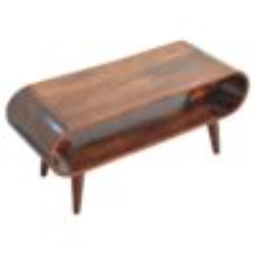Amaya Coffee Table | Solid Mango Wood | California Walnut Finish | Open Shelf Coffee Table