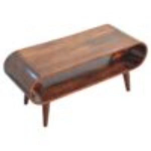 Amaya Coffee Table | Solid Mango Wood | California Walnut Finish | Open Shelf Coffee Table