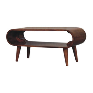 Amaya Coffee Table | Solid Mango Wood | Honey Caramel Finish | Open Shelf Coffee Table