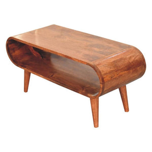 Amaya Coffee Table | Solid Mango Wood | Honey Caramel Finish | Open Shelf Coffee Table