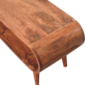 Amaya Coffee Table | Solid Mango Wood | Honey Caramel Finish | Open Shelf Coffee Table