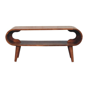 Amaya Coffee Table | Solid Mango Wood | Honey Caramel Finish | Open Shelf Coffee Table