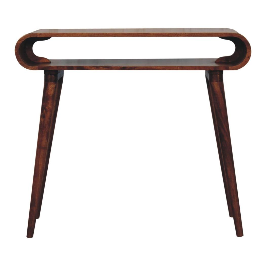 Amaya Console Table | Solid Mango Wood | Honey Caramel Finish | Open Nordic Hallway Table