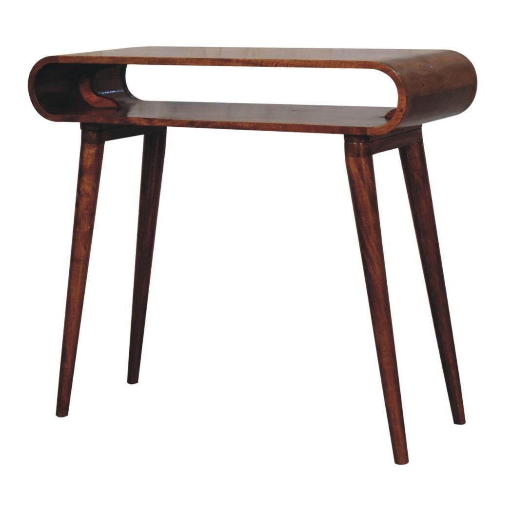Amaya Console Table | Solid Mango Wood | Honey Caramel Finish | Open Nordic Hallway Table