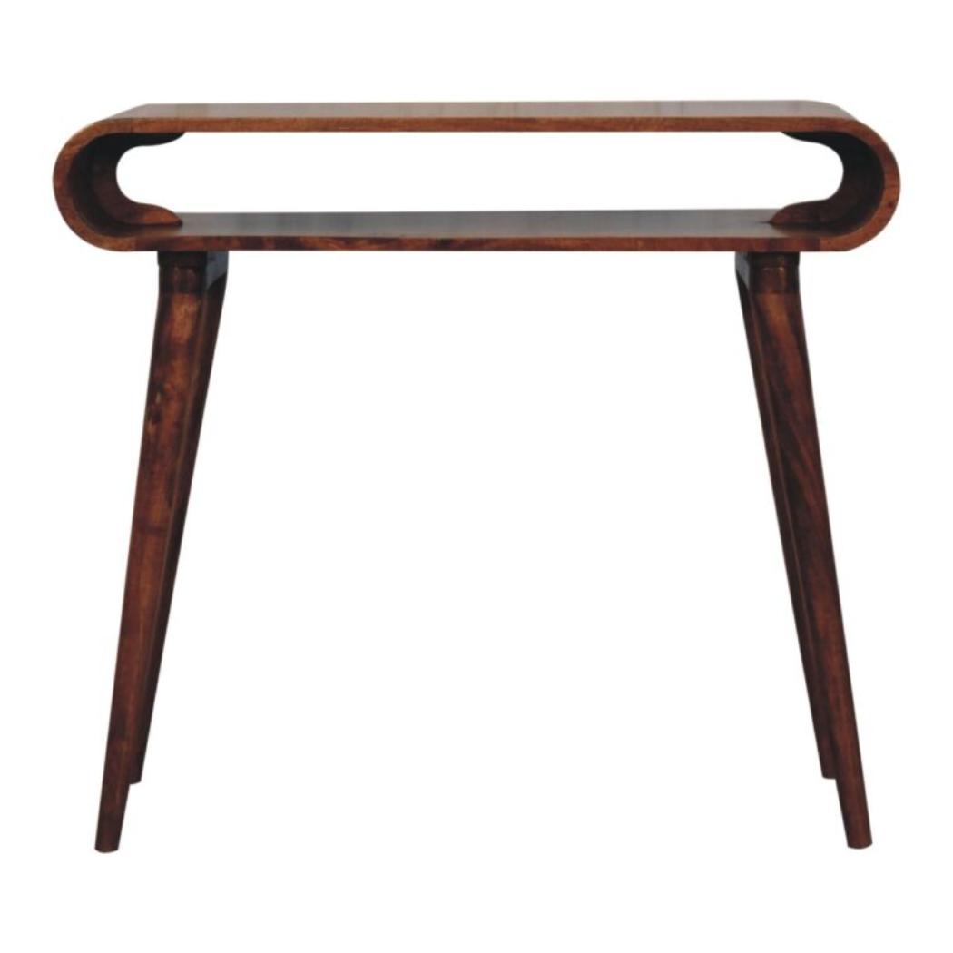 Amaya Console Table | Solid Mango Wood | Honey Caramel Finish | Open Nordic Hallway Table