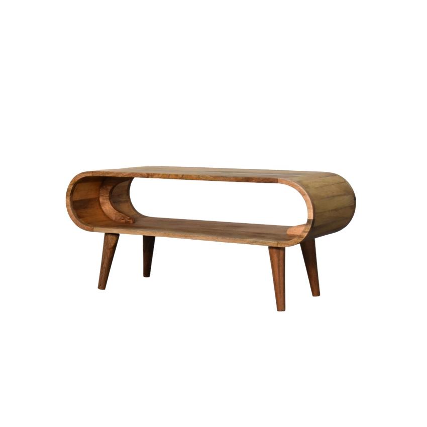 Amaya Nordic Coffee Table | Oak-Inspired Finish | Solid Mango Wood