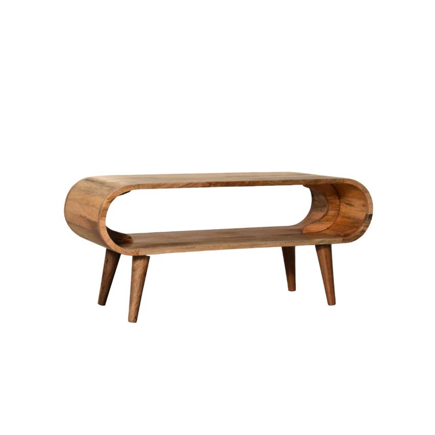 Amaya Nordic Coffee Table | Oak-Inspired Finish | Solid Mango Wood