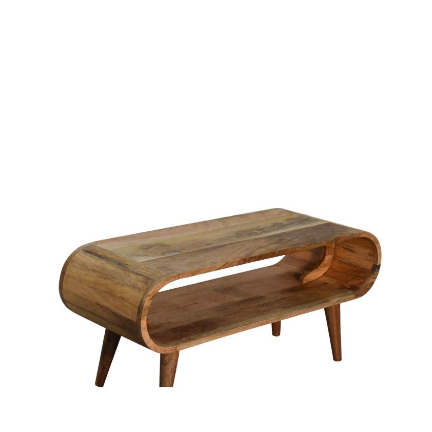 Amaya Nordic Coffee Table | Oak-Inspired Finish | Solid Mango Wood
