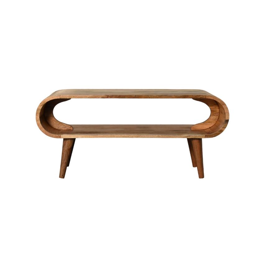 Amaya Nordic Coffee Table | Oak-Inspired Finish | Solid Mango Wood